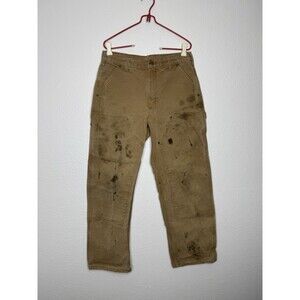 Vintage Carhartt Pants Mens 31x29 Double Knee Brown Canvas B136 BRN Distressed